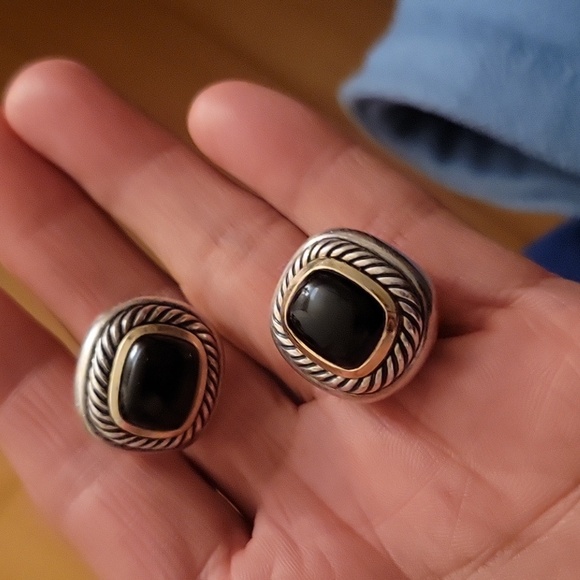 David Yurman 14k silver onyx earing Traded With Goose - Picture 5 of 9